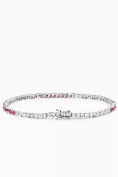 Brățară Tennis cu Rubine și Diamante din Aur Alb de 18kt