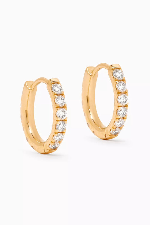 Cercei rotunzi cu diamante, din aur de 18kt